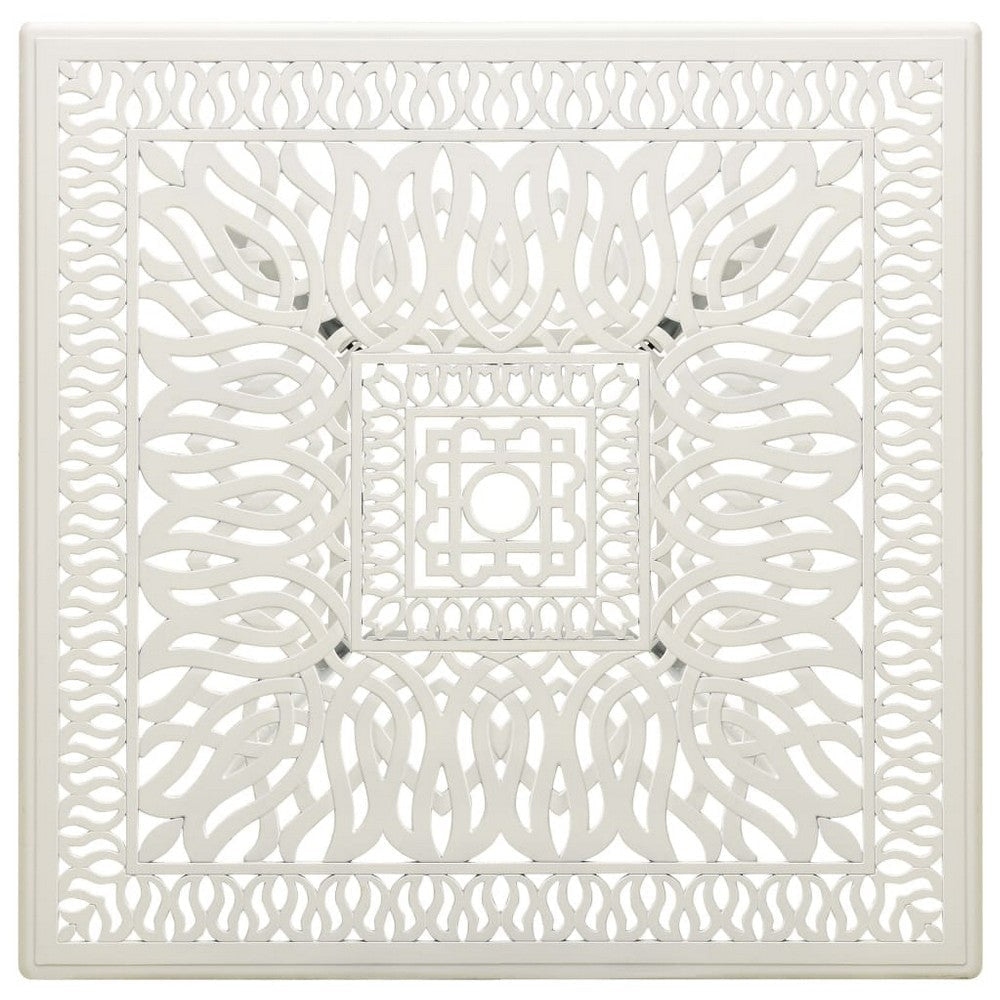 Outdoor Breakfast Dining Table 35’’ Square Lattice White Aluminium BM325795