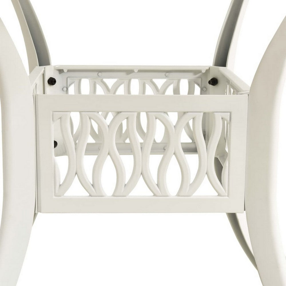 Outdoor Breakfast Dining Table, 35" Square, Lattice White Aluminium