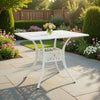 Outdoor Breakfast Dining Table, 35" Square, Lattice White Aluminium