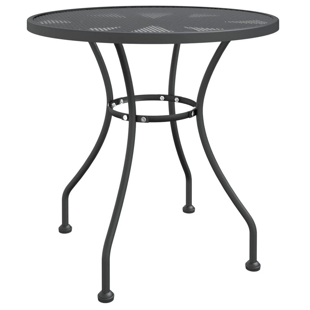 3pc Outdoor Dining Table Set 2 Side Chairs Round Top Black Metal BM325796
