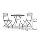 3pc Outdoor Dining Table Set 2 Side Chairs Round Top Black Metal BM325796