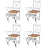 Outdoor Dining Side Chair Set of 4, Square Brown Pine Wood Seat, White