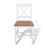 Outdoor Dining Side Chair Set of 4 Square Brown Pine Wood Seat White BM325798