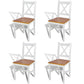 Outdoor Dining Side Chair Set of 4, Square Brown Pine Wood Seat, White