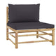 3pc Outdoor Modular Lounge Set Table and Ottoman Bamboo Dark Gray BM325800