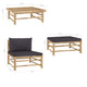 3pc Outdoor Modular Lounge Set Table and Ottoman Bamboo Dark Gray BM325800