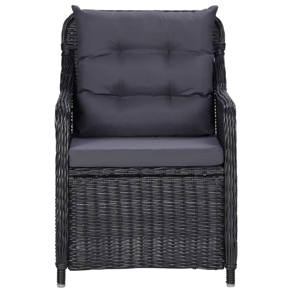 Outdoor Accent Chair Set of 2 Tufted Fabric Design Black Poly Rattan BM325801