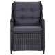Outdoor Accent Chair Set of 2 Tufted Fabric Design Black Poly Rattan BM325801