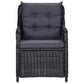 Outdoor Accent Chair Set of 2 Tufted Fabric Design Black Poly Rattan BM325801