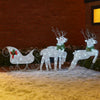 Outdoor Christmas Reindeer and Sleigh Decoration, 60 Silver LED Lights