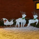 Outdoor Christmas Reindeer and Sleigh Decoration, 60 Silver LED Lights