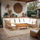 9pc Outdoor Patio Modular Sofa Set w Table, Solid Acacia Wood, White