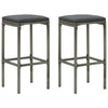 Outdoor Barstool Set of 2 with Cushions Gray Poly Rattan and Steel BM325805