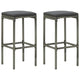 Outdoor Barstool Set of 2 with Cushions Gray Poly Rattan and Steel BM325805