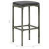Outdoor Barstool Set of 2 with Cushions Gray Poly Rattan and Steel BM325805