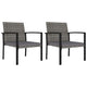 Outdoor Dining Side Chair Set of 2, Gray Poly Rattan, Black Steel