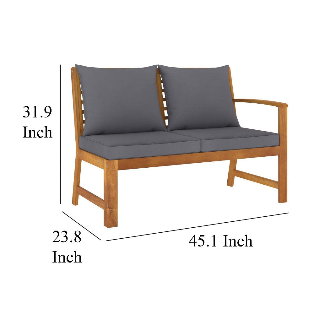 Roma 5 Piece Outdoor Modular Sofa Set Dark Gray Cushions Brown Wood BM325808