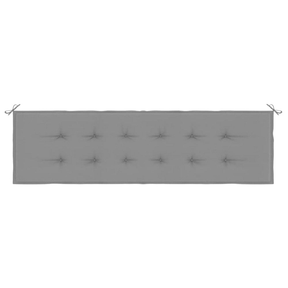 Claire Outdoor Bench Cushion, Gray Fabric, Non Slip Ropes, 71 Inch