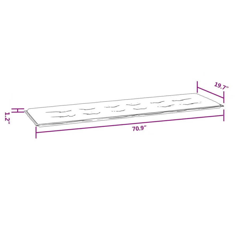 Claire Outdoor Bench Cushion Gray Fabric Non Slip Ropes 71 Inch BM325811