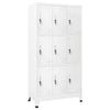 Rim Locker Cabinet, 9 Storage Compartments, Gray Steel Metal, 71"