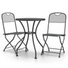 3pc Outdoor Bisto Breakfast Table and 2 Chair Set, Gray Metal