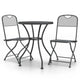 3pc Outdoor Bisto Breakfast Table and 2 Chair Set, Gray Metal