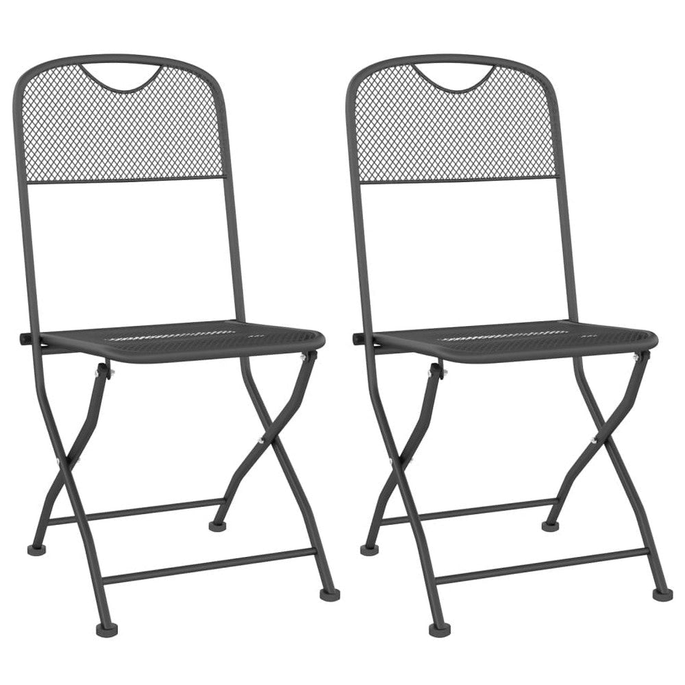 3pc Outdoor Bisto Breakfast Table and 2 Chair Set Gray Metal BM325816