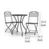 3pc Outdoor Bisto Breakfast Table and 2 Chair Set Gray Metal BM325816