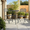 3pc Outdoor Bisto Breakfast Table and 2 Chair Set, Gray Metal