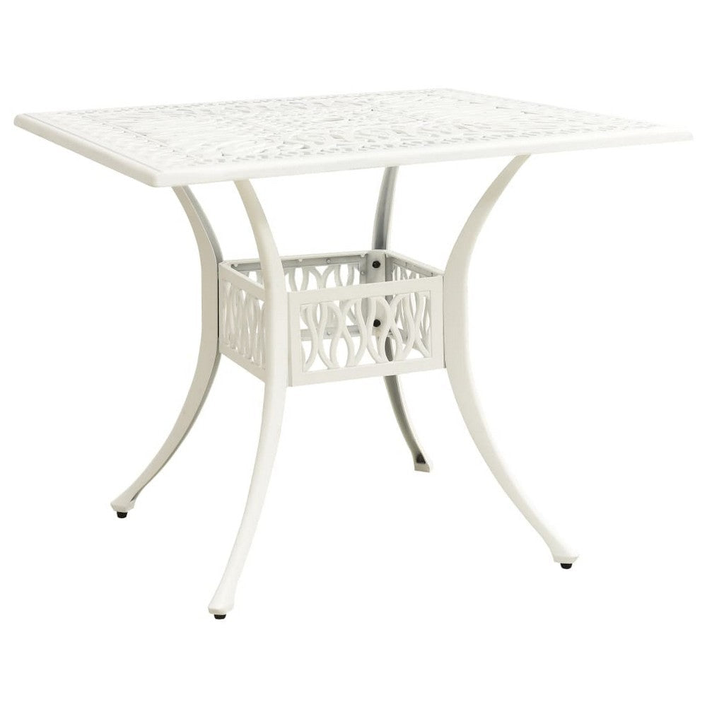 Outdoor 3 Piece Bistro Set Trellis Pattern Chairs White Aluminium BM325817