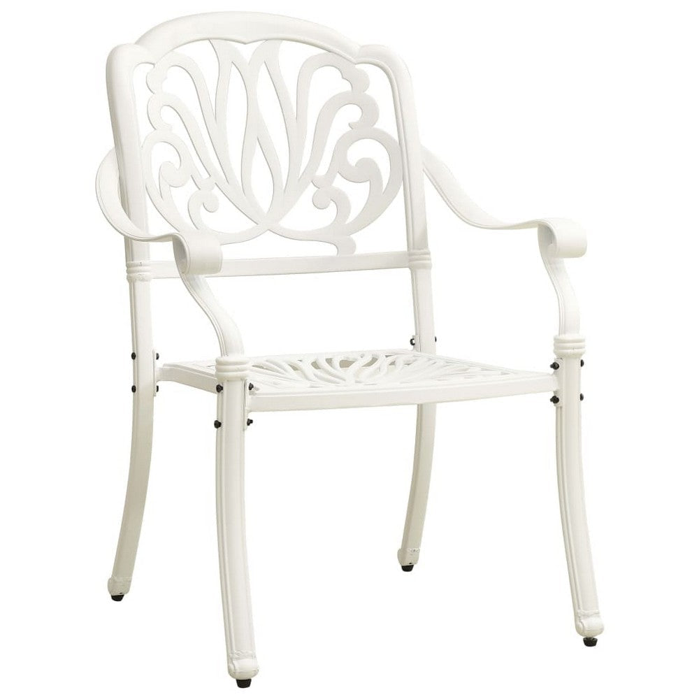 Outdoor 3 Piece Bistro Set Trellis Pattern Chairs White Aluminium BM325817