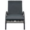 Sun Chaise Lounger with Cushion 79’’ Wheels Dark Gray Poly Rattan BM325818
