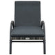 Sun Chaise Lounger with Cushion 79’’ Wheels Dark Gray Poly Rattan BM325818