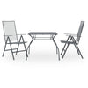3pc Outdoor Breakfast Table Set with 2 Chairs, Square, Gray Steel