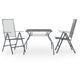 3pc Outdoor Breakfast Table Set with 2 Chairs, Square, Gray Steel