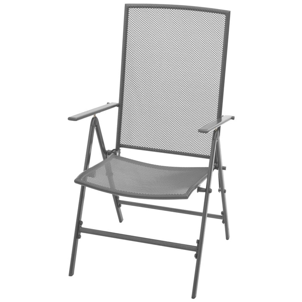 3pc Outdoor Breakfast Table Set with 2 Chairs Square Gray Steel BM325820