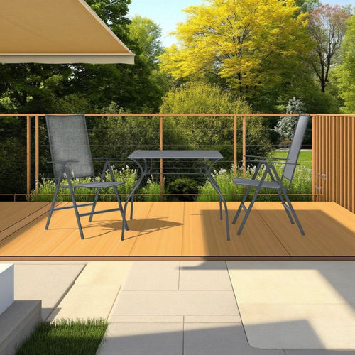 3pc Outdoor Breakfast Table Set with 2 Chairs, Square, Gray Steel