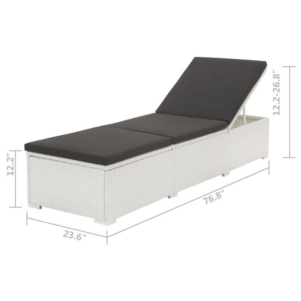 Nino Outdoor Chaise Lounger Sunbed Black Cushion White Poly Rattan BM325824