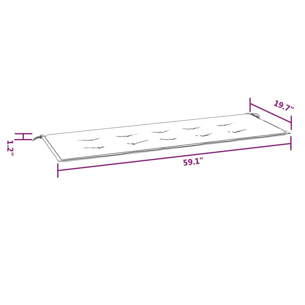 Claire Outdoor Cushion for Bench 59’’ Tufted Dark Gray Oxford Fabric BM325827