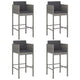 Lexy Outdoor Barstool Chairs Set of 4, Black Fabric and Gray Rattan