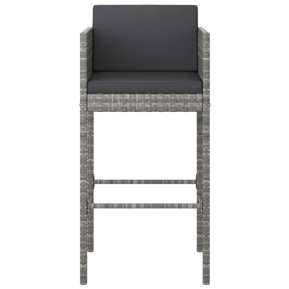 Lexy Outdoor Barstool Chairs Set of 4 Black Fabric and Gray Rattan BM325829