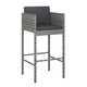 Lexy Outdoor Barstool Chairs Set of 4 Black Fabric and Gray Rattan BM325829
