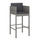 Lexy Outdoor Barstool Chairs Set of 4, Black Fabric and Gray Rattan