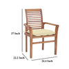 Lima Outdoor Dining Chair Set of 4 Brown Teak Wood Cream Fabric BM325831