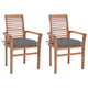 Lima Outdoor Dining Chair Set of 2, Brown Teak Wood, Gray Fabric