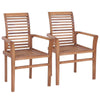 Lima Outdoor Dining Chair Set of 2 Brown Teak Wood Gray Fabric BM325832