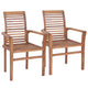 Lima Outdoor Dining Chair Set of 2 Brown Teak Wood Gray Fabric BM325832