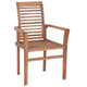 Lima Outdoor Dining Chair Set of 2 Brown Teak Wood Gray Fabric BM325832