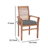Lima Outdoor Dining Chair Set of 2 Brown Teak Wood Gray Fabric BM325832