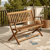 Jenny Outdoor Bench, 47 Inch, Brown Acacia Wood, Folding X Cross Legs